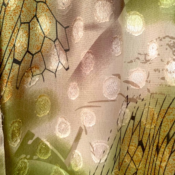 90s Vintage sheer blouse with unique buttons and wild fabric - Picture 8 of 11